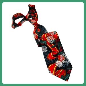 Rush Limbaugh Christmas Tie NO BOUNDARIES Men's Red Green Gold Chain 3.75"‎